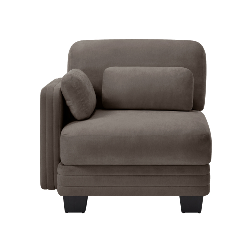 Brown Chenille LSF 1-Seat Sofa with Pillows, 34.64-Inch Square
