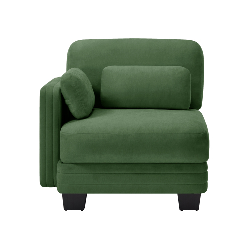 Green Chenille 1-Seat LSF Sofa with Pillows for Living Room