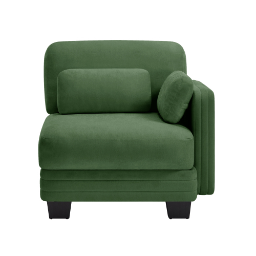 Green Chenille Fabric One-Seat Sofa with Pillows for Living Rooms