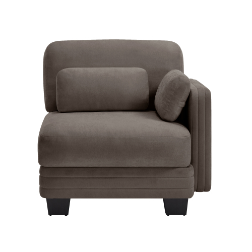 Brown Chenille One-Seat Sofa with Pillows, 34.64-Inch Square