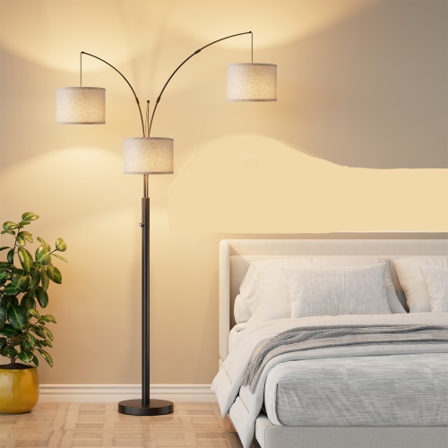 Three-Color Temperature & Dimmable Three-Head Floor Lamp: Create A Cozy Home Lighting Ambiance - Black - Metal - Table&Floor Lamps