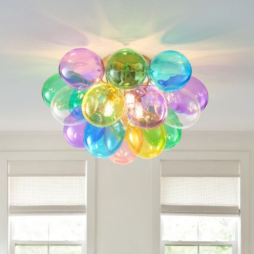 15-Inch Multicolor Swirled Glass Bubble 3-Light Chandelier