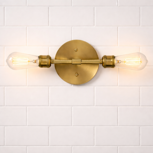 Reverie Double-Light Clear Glass, Gold Brass & Metal Wall Sconce, 5"W x 10.8"H