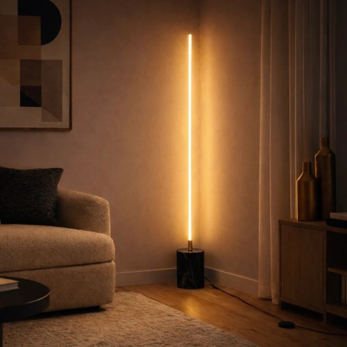 Prism Gold LED Floor Lamp with On/Off Switch and Faux Marble Base