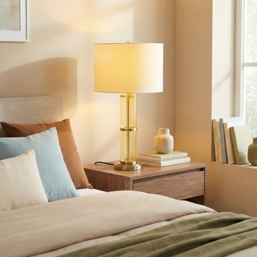 Echo 30-Inch Clear Glass Table Lamp with Brushed Nickel Base