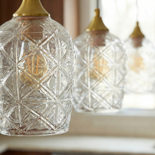 Glowline Gold and Clear Glass+Metal Pendant Lamp, 5.70 x 5.70 x 66.90 in.