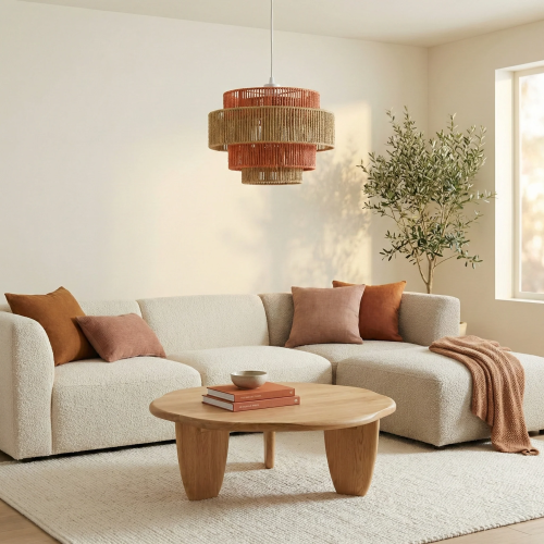 Dorset Orange Metal Pendant Lamp, 11.80-Inch Wide, 66.90-Inch Tall