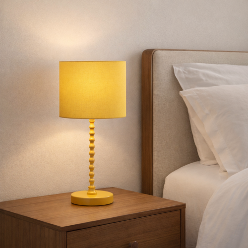 Sereno Yellow Metal Table Lamp, 17-Inch Modern Classic Design