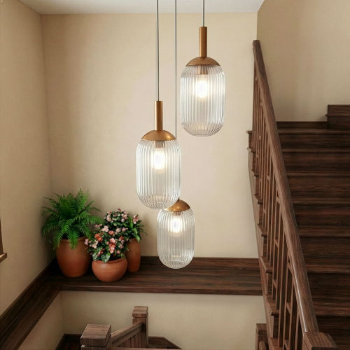 Bronze Metal Retro Pendant Ceiling Light for Dining Rooms, 8 x 8 x 68 in.