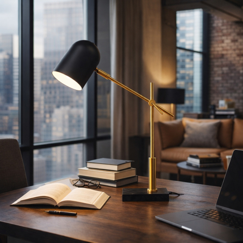 Lumora Decorative Black Metal LED Table Lamp, 15.5 x 5 x 19 in.