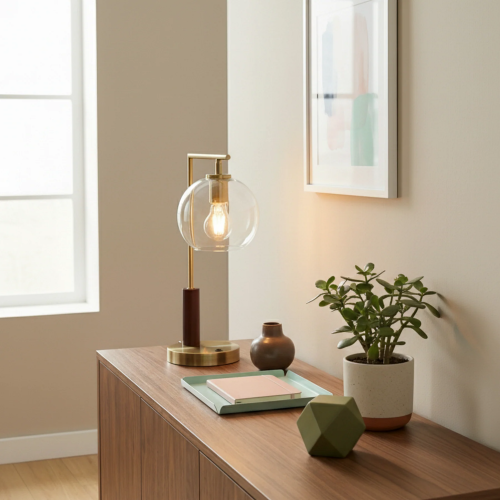 Wander Right-Angle Gold Metal Table Lamp, 18-Inch Decorative Light