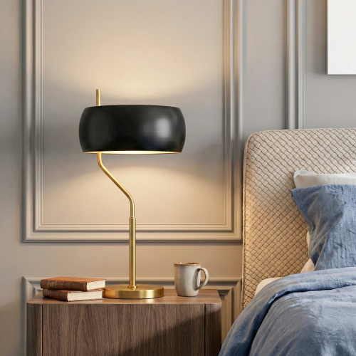 Gold Metal Flux Table Lamp, 22-Inch Minimalist Light for Bedroom