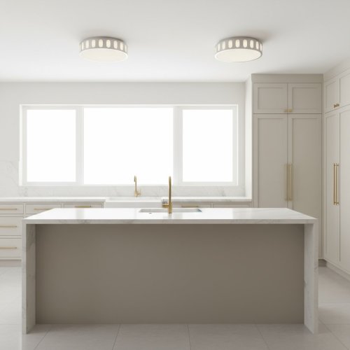 15.13-In. Brushed Nickel LED Flush Mount Ceiling Light in Steel