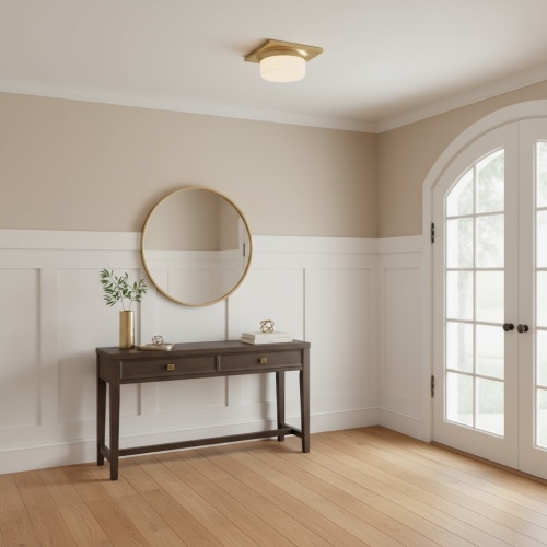 10-Inch Antique Brass Steel LED Flush Mount Ceiling Light Fixture