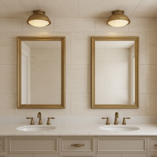 11-Inch Brushed Brass Steel 1-Light Flush Mount Ceiling Light
