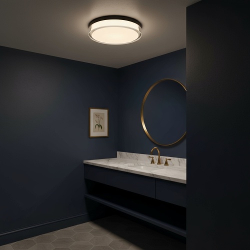 12-Inch Black Integrated LED Flush Mount Steel Bathroom Light