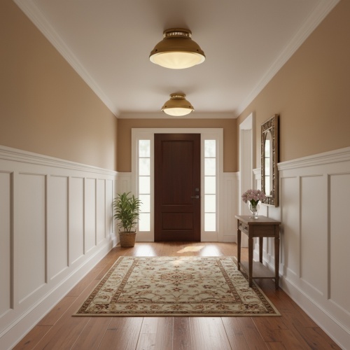 14-Inch Brushed Brass Steel 2-Light Flush Mount Ceiling Fixture