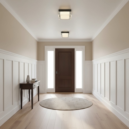 8-Inch Black Steel Integrated LED Bathroom Flush Mount Light