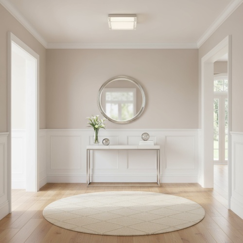 8-Inch Chrome Integrated LED Steel Flush Mount Bathroom Light