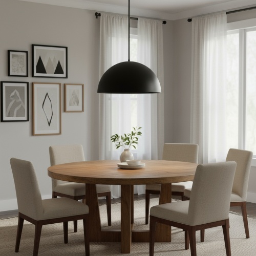 24-Inch Black Integrated LED Pendant Light Fixture in Steel