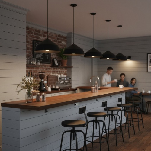 22-Inch Black Integrated LED Pendant Light with Steel Construction