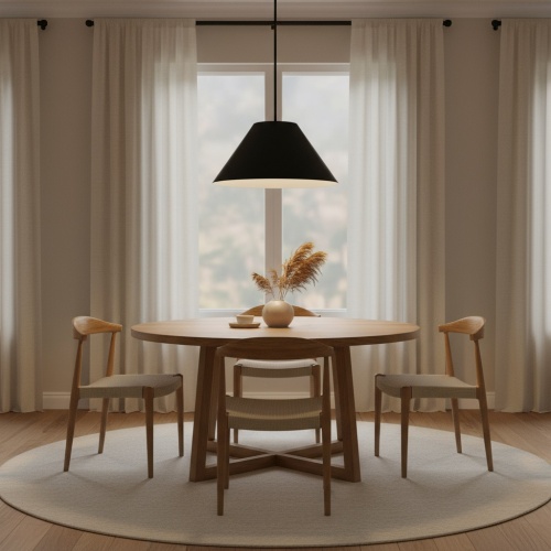 22-Inch Black Steel Integrated LED Pendant Light for Living Rooms