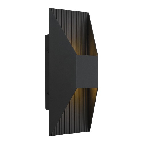 12-Inch Black Steel LED Outdoor Wall Sconce Lighting Fixture