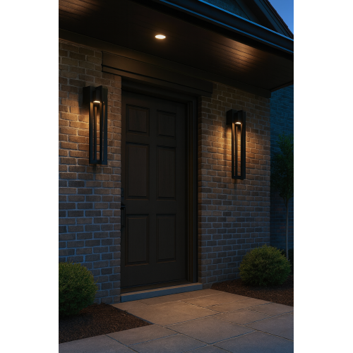23-Inch Black Steel Integrated LED Outdoor Wall Sconce Light