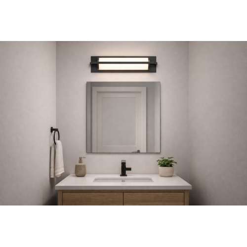 18-Inch Black Steel Integrated LED Contemporary Bathroom Vanity Light