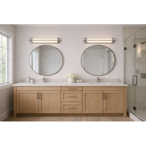 24-Inch Brushed Nickel Steel Modern Integrated LED Vanity Light Bar