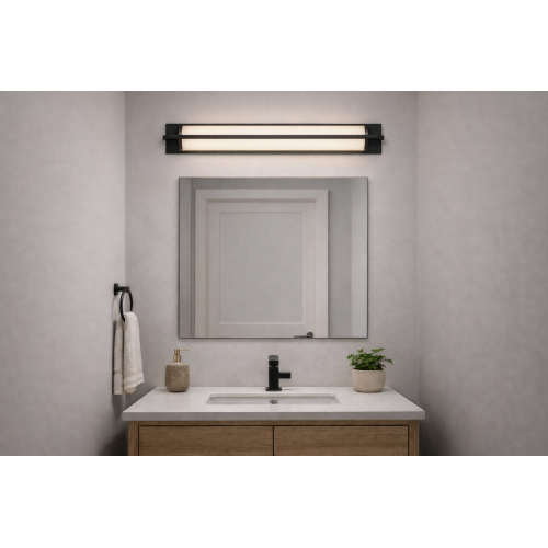 24-Inch Black Steel Integrated LED Modern Bathroom Vanity Light Bar