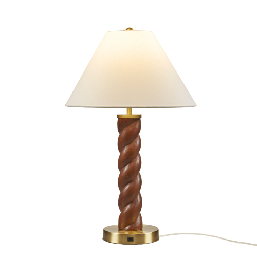 White Iron Textured Table Lamp with Fluted Fabric Shade, One Size