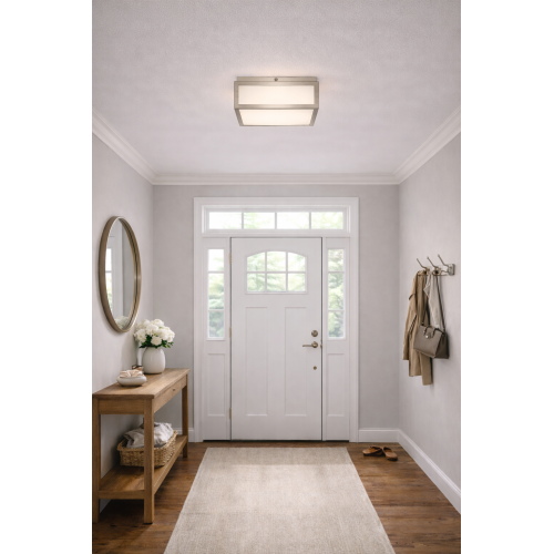 10-Inch Brushed Nickel Integrated LED Steel Flush Mount Light