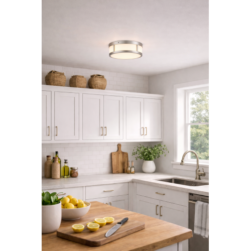 10-Inch Brushed Nickel Steel Integrated LED Flush Mount Light