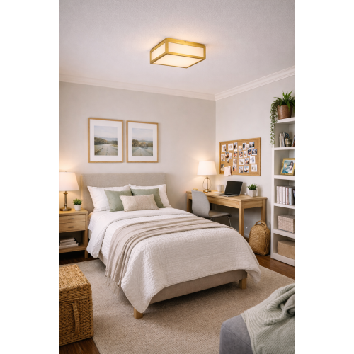 10-Inch Antique Brass Steel Integrated LED Flush Mount Light