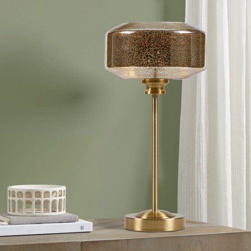 17-Inch Gold Mercury Glass and Metal Table Lamp