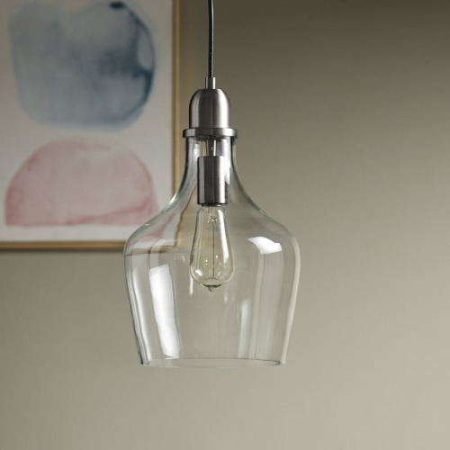 Bronze Bell-Shaped Glass Pendant Light with 9-Inch Glass Shade