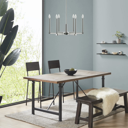Contemporary Silver Iron 6-Light Candelabra Chandelier, 23 x 23 x 49 in.