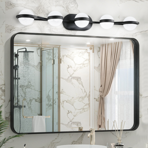 35-Inch Black 5-Light LED Vanity Fixture in Acrylic and Iron