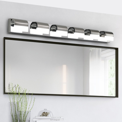 46.5-Inch Modern 6-Light Chrome LED Vanity Light with Acrylic & Stainless Steel