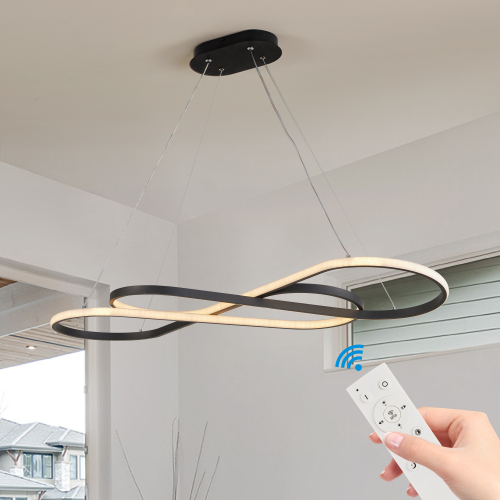 39.4-Inch Black Aluminium Infinity LED Pendant Light, Adjustable, Dimmable