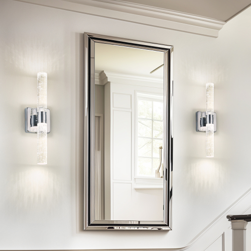 17" Contemporary Chrome Crystal Wall Sconce, 2-Light Indoor Fixture
