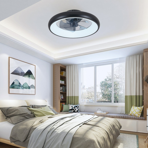20-Inch Black Iron LED Ceiling Fan Light with Smart Controls