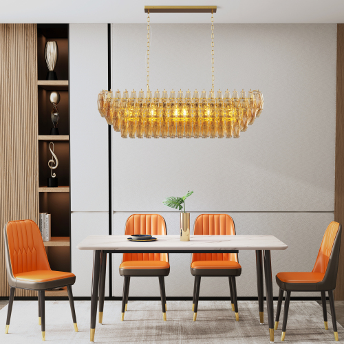 37-Inch Gold Iron 12-Light Chandelier with Smoke Glass Lights