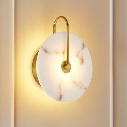 Round Gold Iron Wall Sconce, 9.8-Inch Modern Circular Light