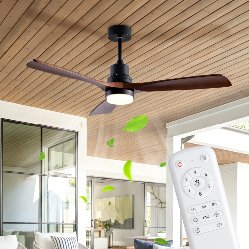 52-Inch Black Iron Ceiling Fan with Light and Remote Control