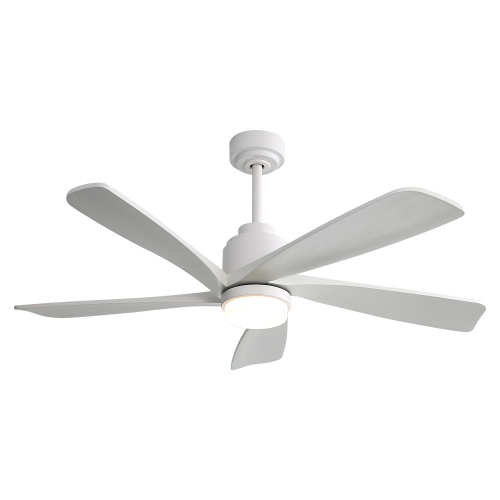 52-Inch Nickel Metal & Wood Smart Ceiling Fan with Dimmable LED