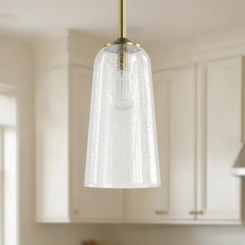 Modern 6.1-Inch Gold Glass and Metal Dimmable Bell Pendant Light