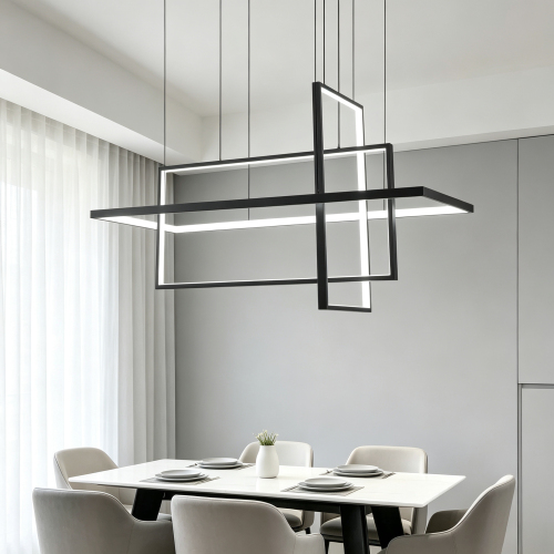 33-Inch Black Aluminum 3-Light Modern LED Statement Chandelier