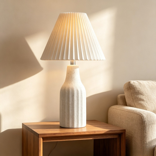 Modern 22.3-Inch White Ceramic Table Lamp with Folding Shade